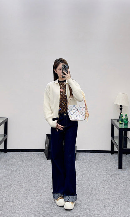 Collar zipper knitted jacket