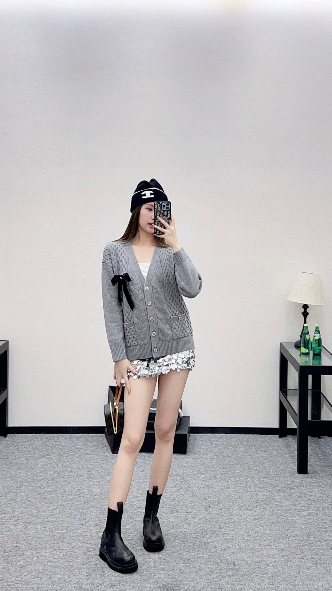 Bow knit cardigan