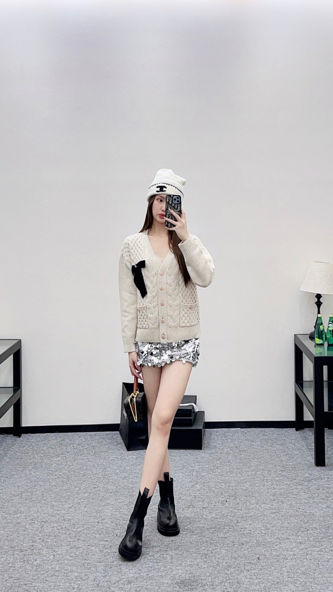 Bow knit cardigan