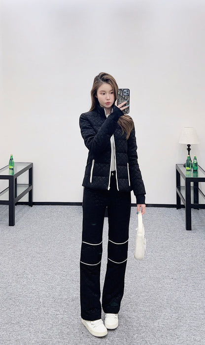 Jacquard down jacket and pants set