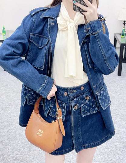 Laser denim skirt