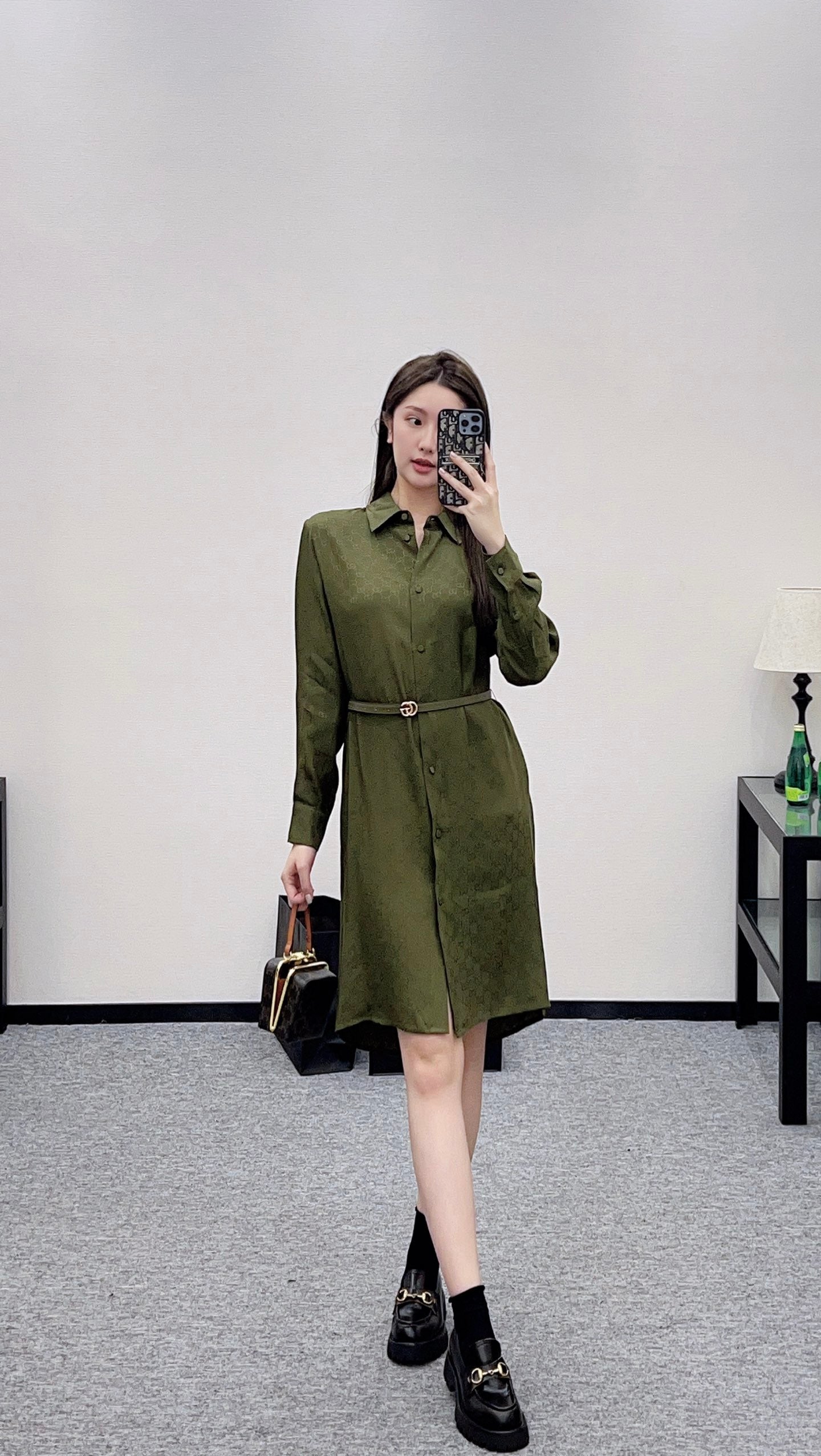 Jacquard belt dress