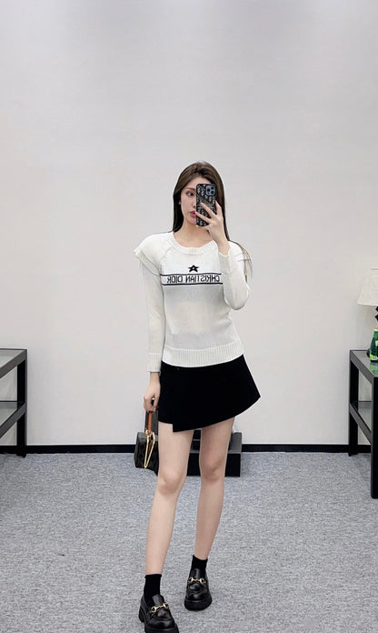 Ruffled Five-Pointed Star Sweater