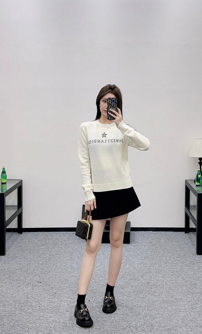 Embroidered Five-Pointed Star Sweater