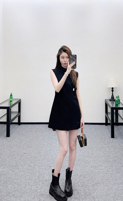 Flap-front Lock Pocket Vest Dress