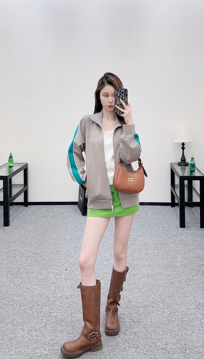 Stand Collar Webbing Casual Jacket