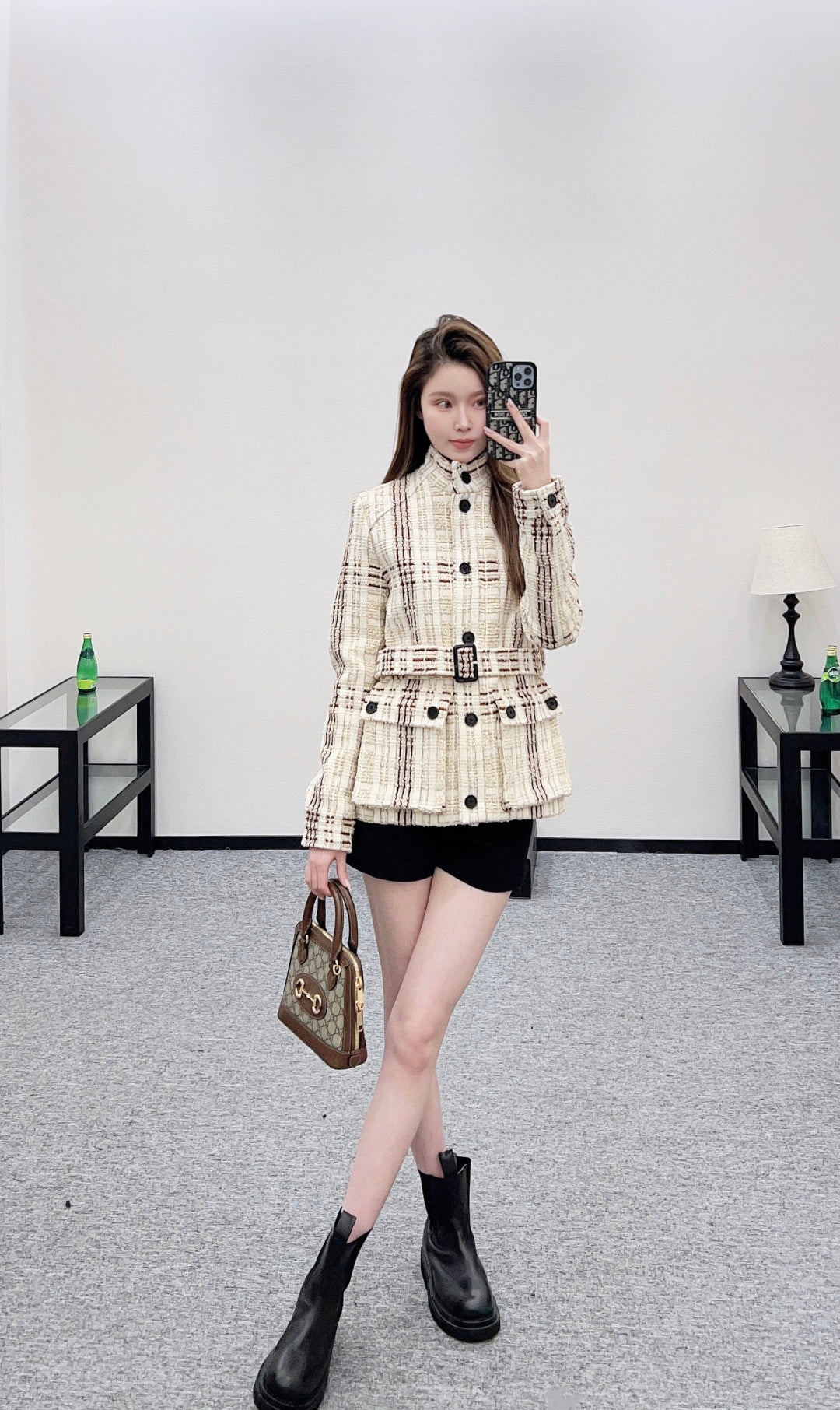 Stand Collar Belted Coat
