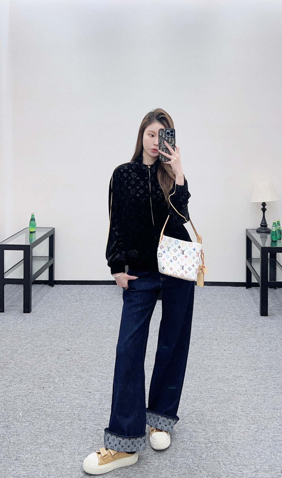 Embossed Velvet Baseball Jacket