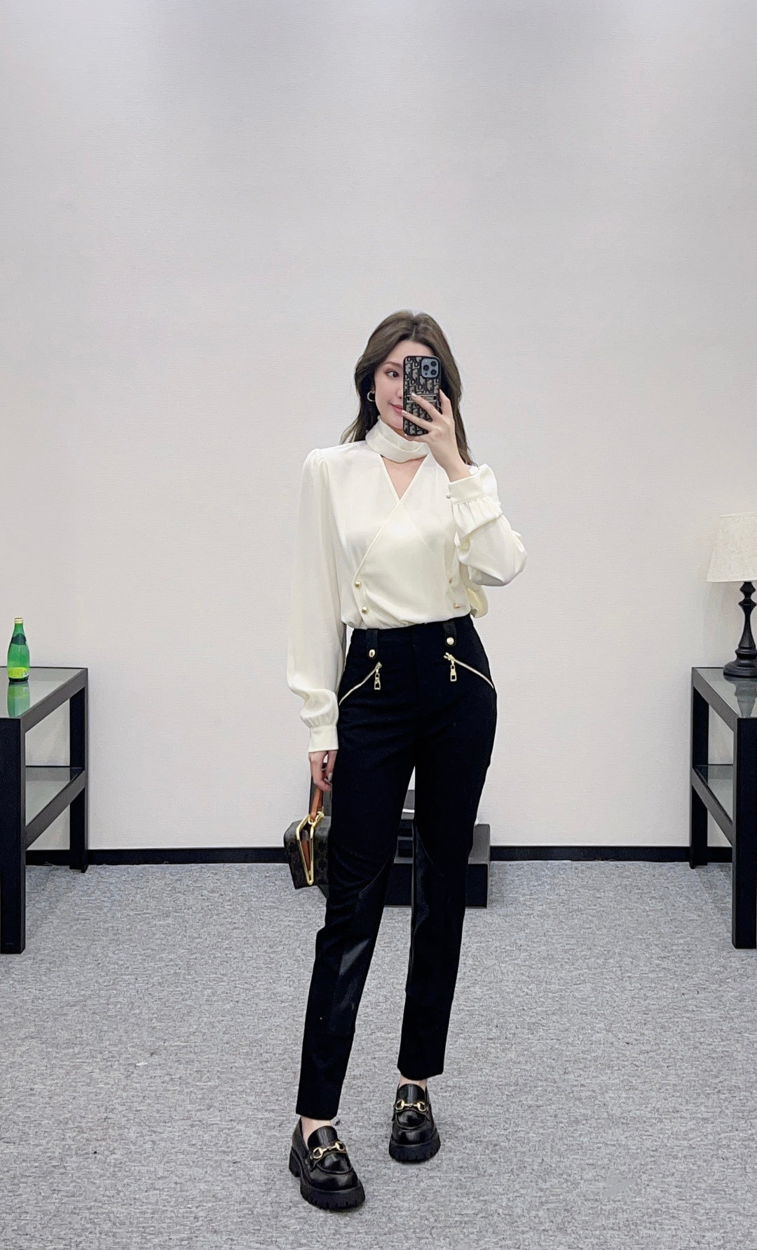 High-Elastic Leather Zipper Pants