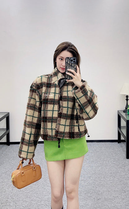 Short Plaid Coat