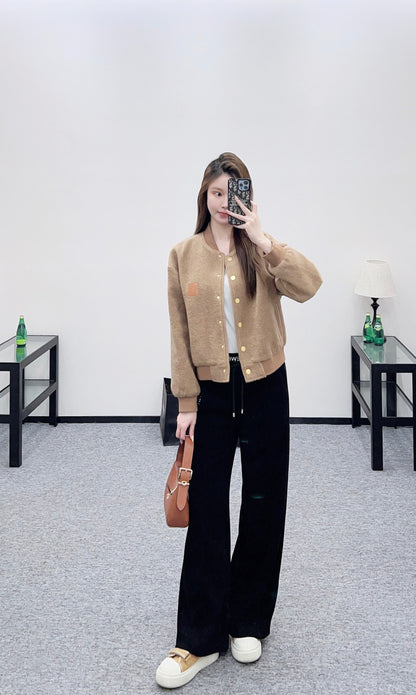 Short-pile Leather Label Casual Jacket