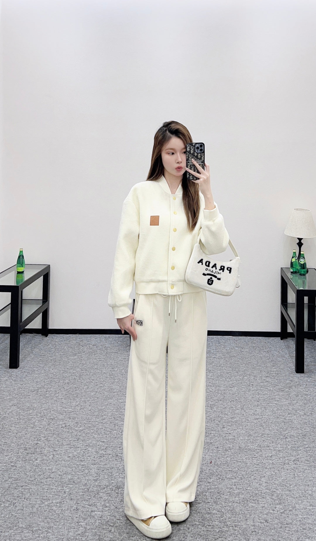 Short-pile Leather Label Casual Jacket