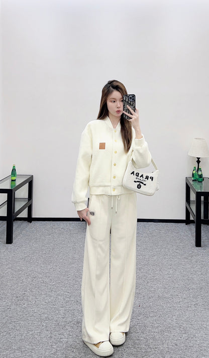 Short-pile Leather Label Casual Jacket