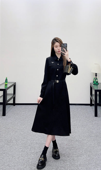 Located Shirt Dress with Belt