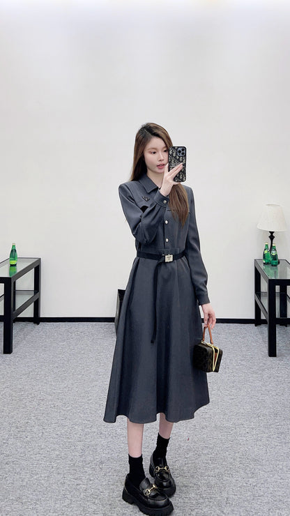 Located Shirt Dress with Belt