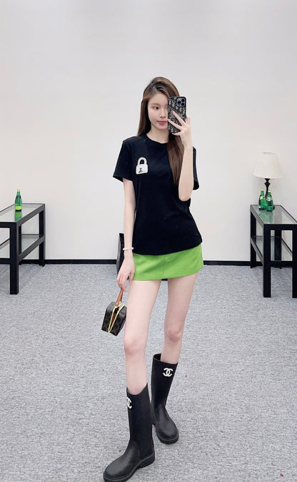 Rhinestone Beaded Logo T-Shirt
