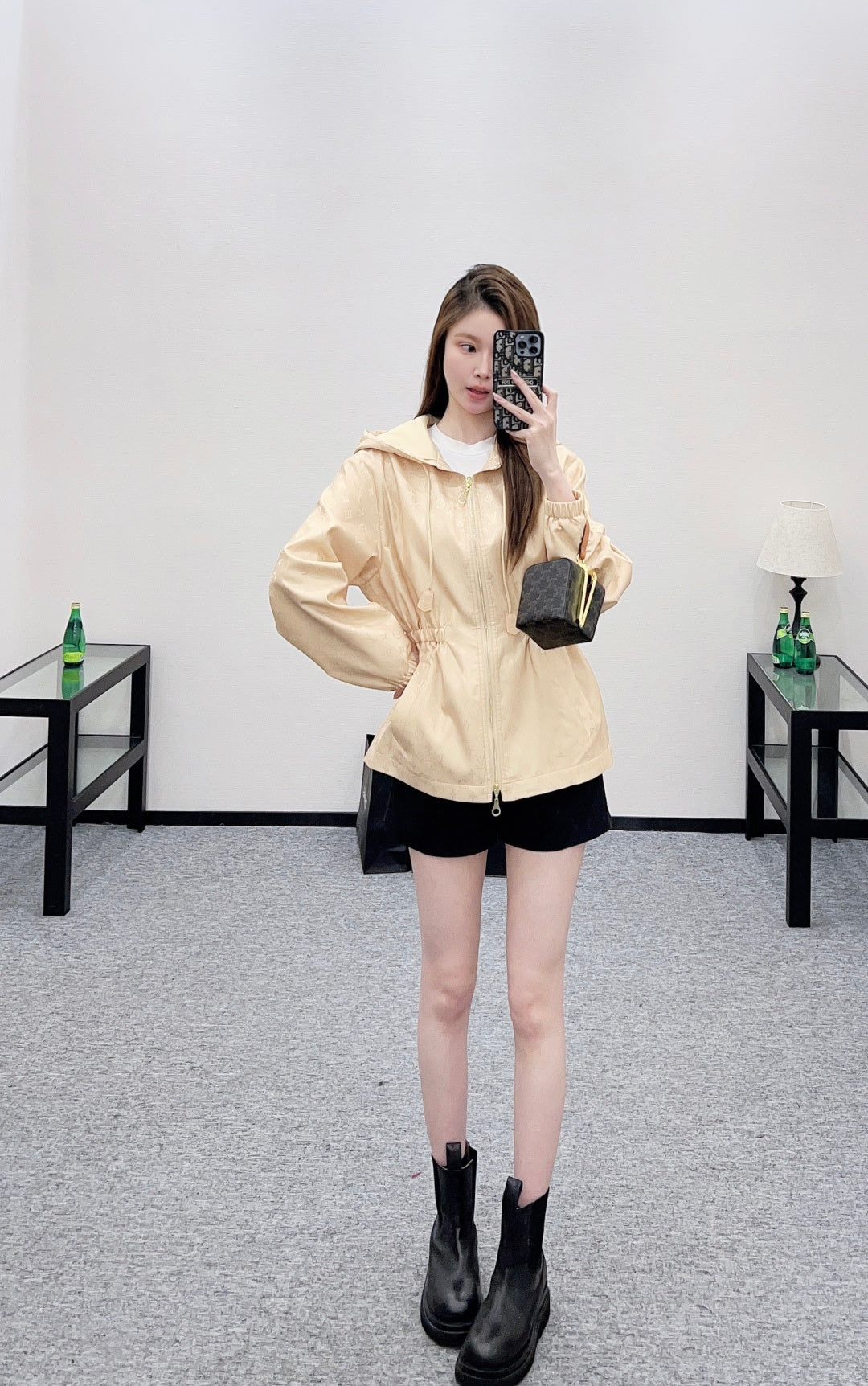 Dark Pattern Waist-Defining Coat