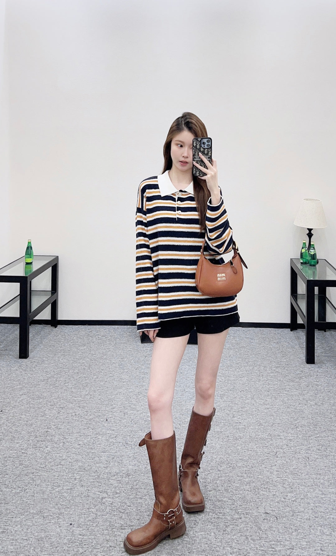 Knitted Striped Long-Sleeve Shirt