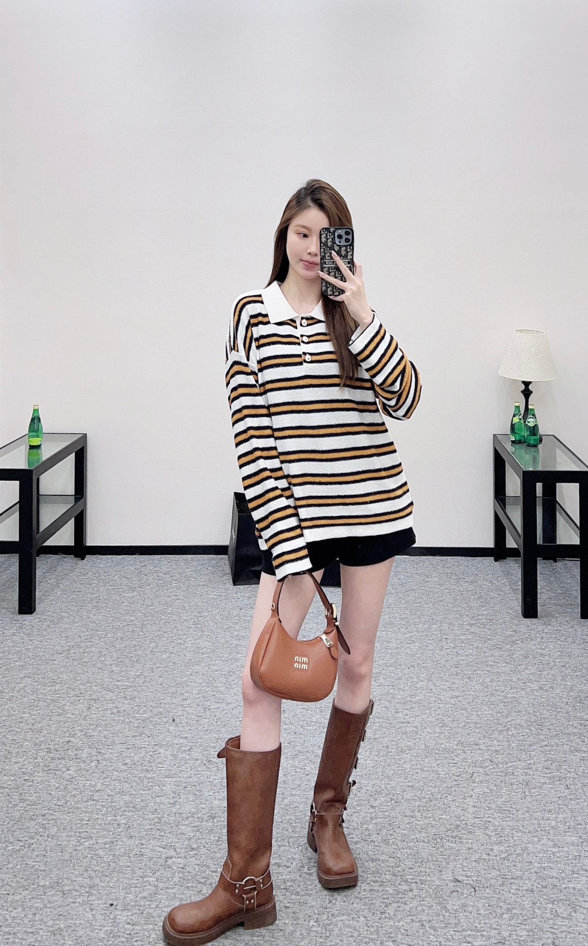 Knitted Striped Long-Sleeve Shirt