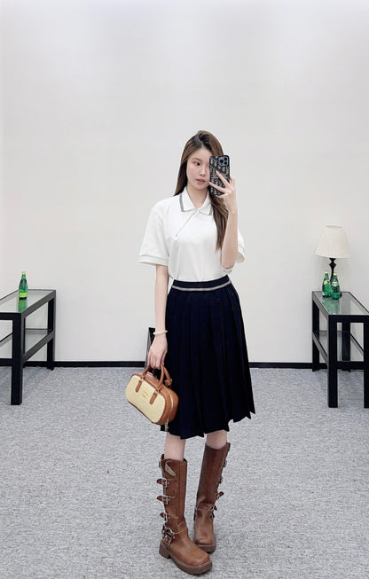 Mid-length Wool Pleated Skirt