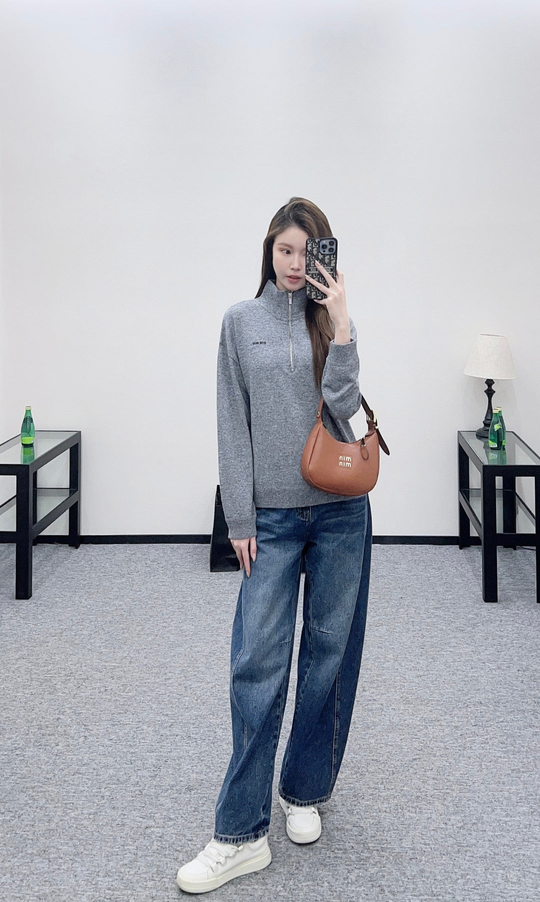 Stand Collar Half-Open Sweater