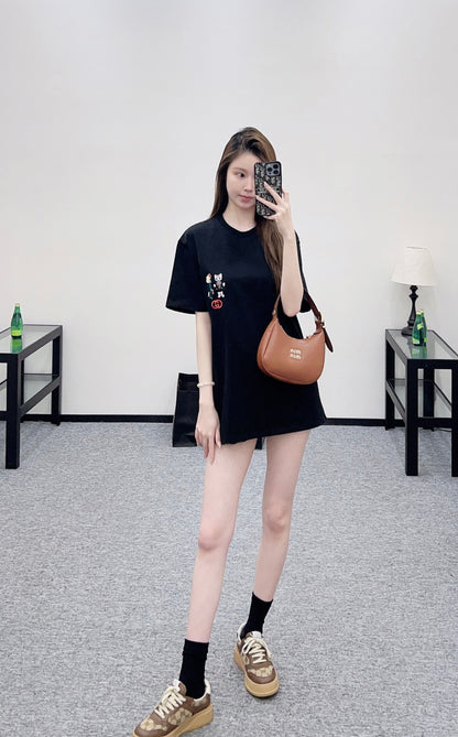 Embroidered Cartoon Logo T-shirt