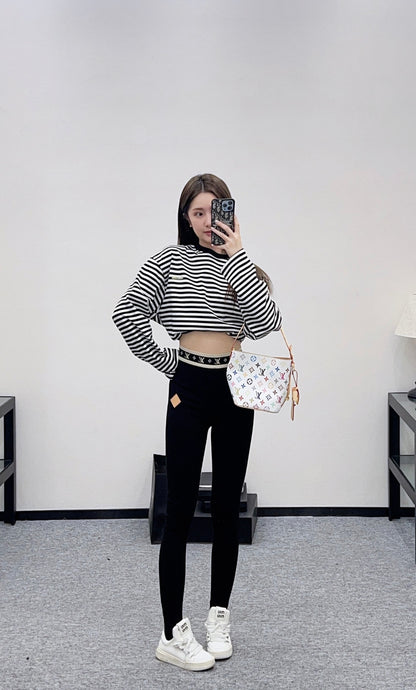 Fleece-lined Letter Webbing Leggings