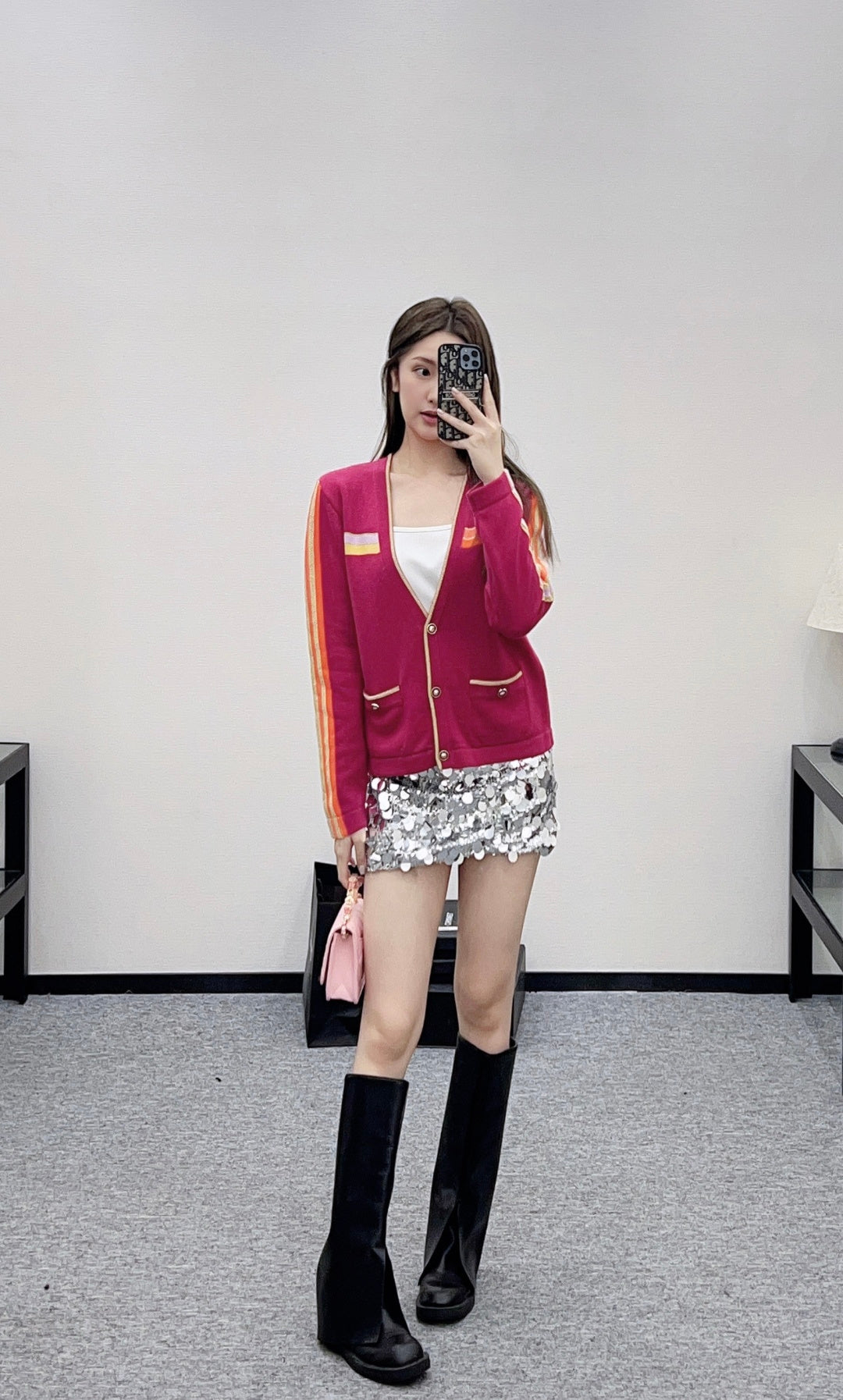Color-Blocked Knit Cardigan