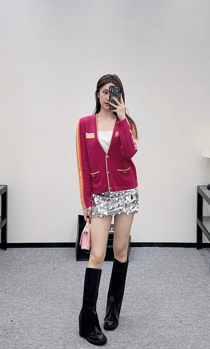 Color-Blocked Knit Cardigan