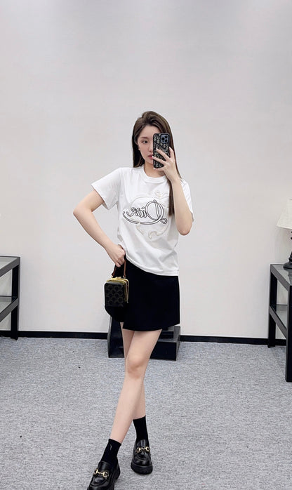 Beaded Logo Ribbon T-Shirt
