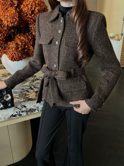 Woven Tweed Coat