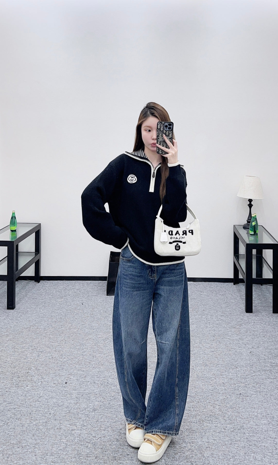 Loop-front Logo Knit Sweater