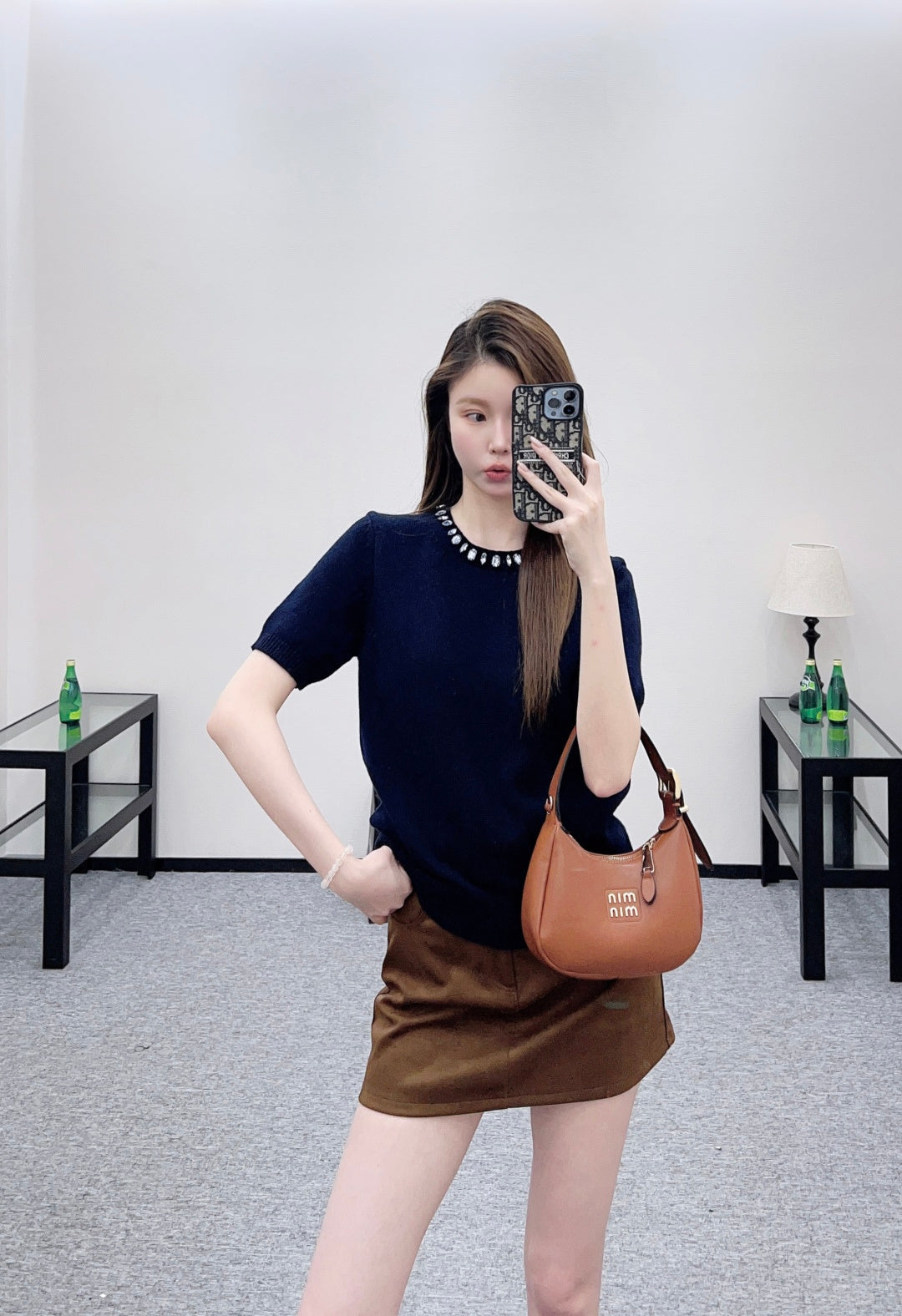 Rhinestone Knit Short-Sleeve Top