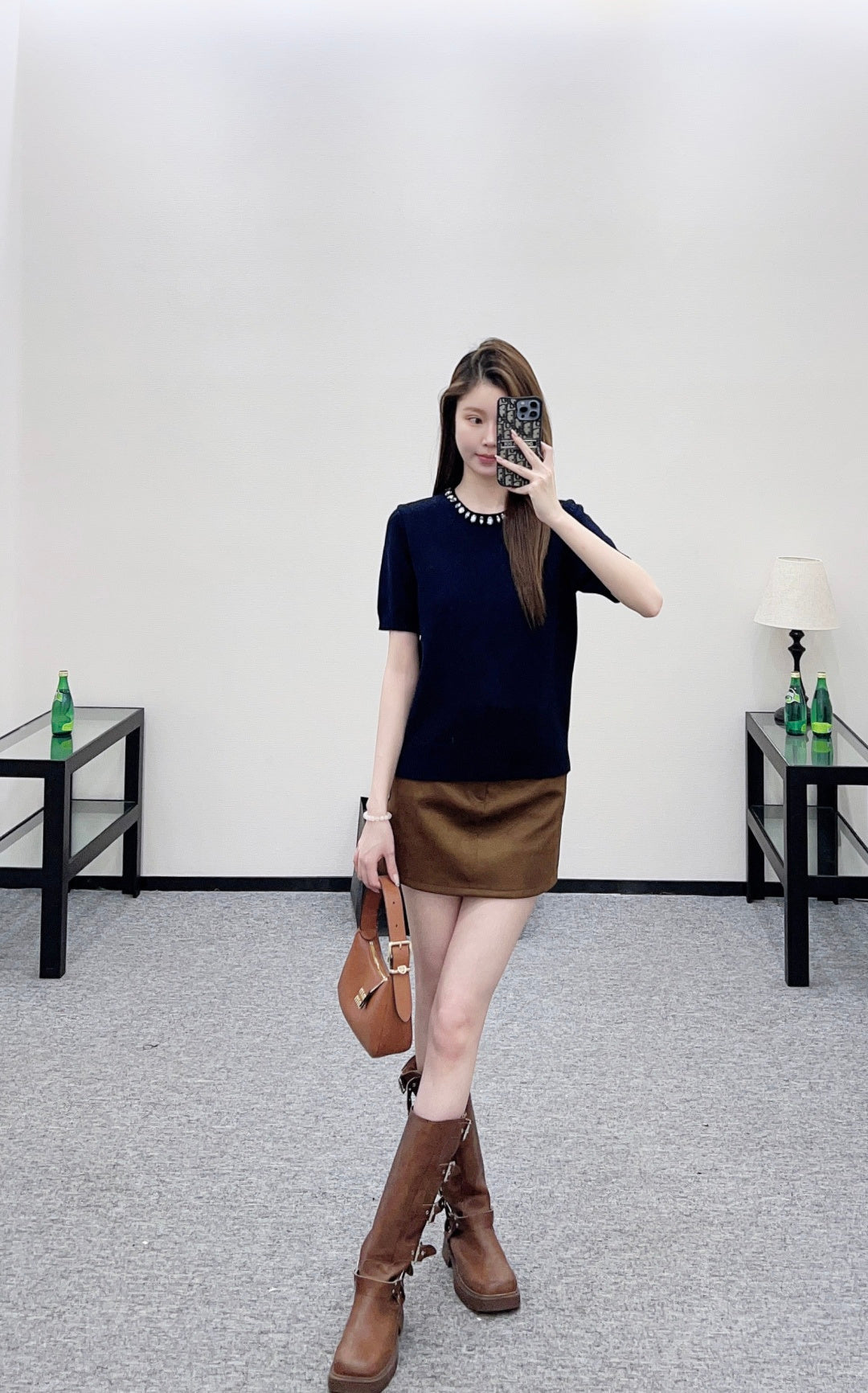 Rhinestone Knit Short-Sleeve Top