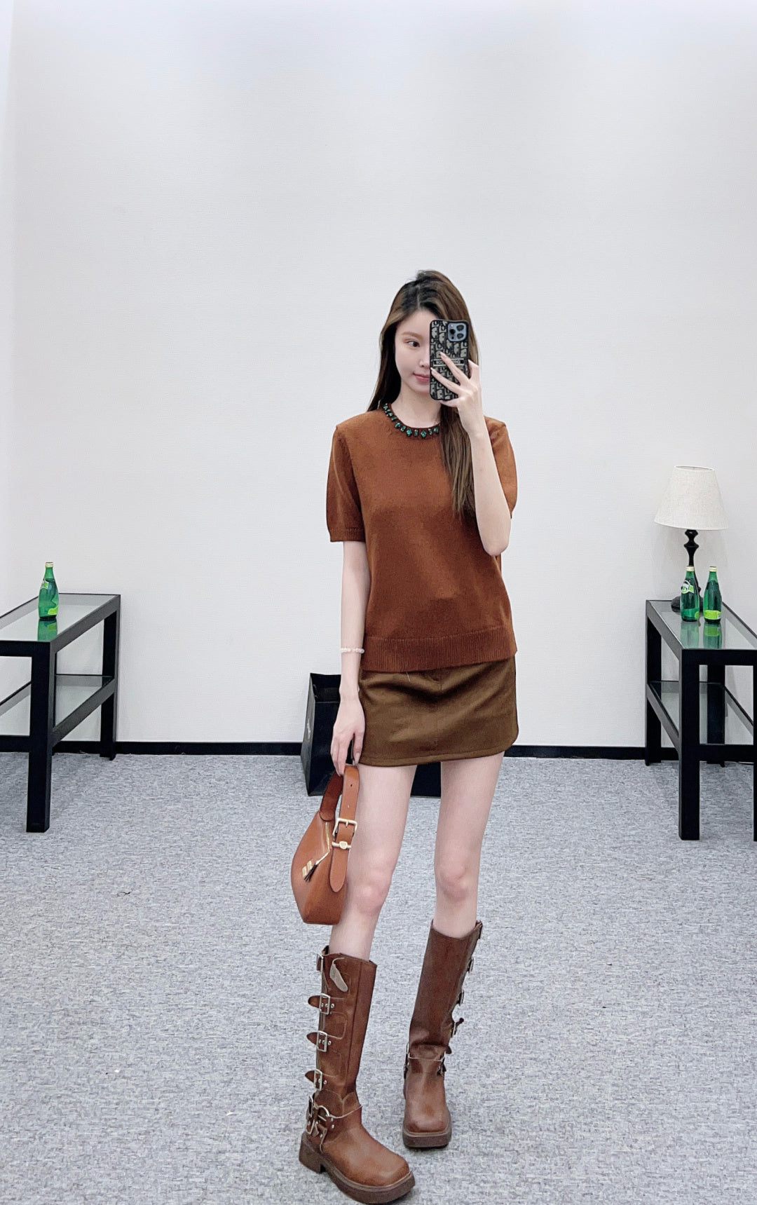 Rhinestone Knit Short-Sleeve Top