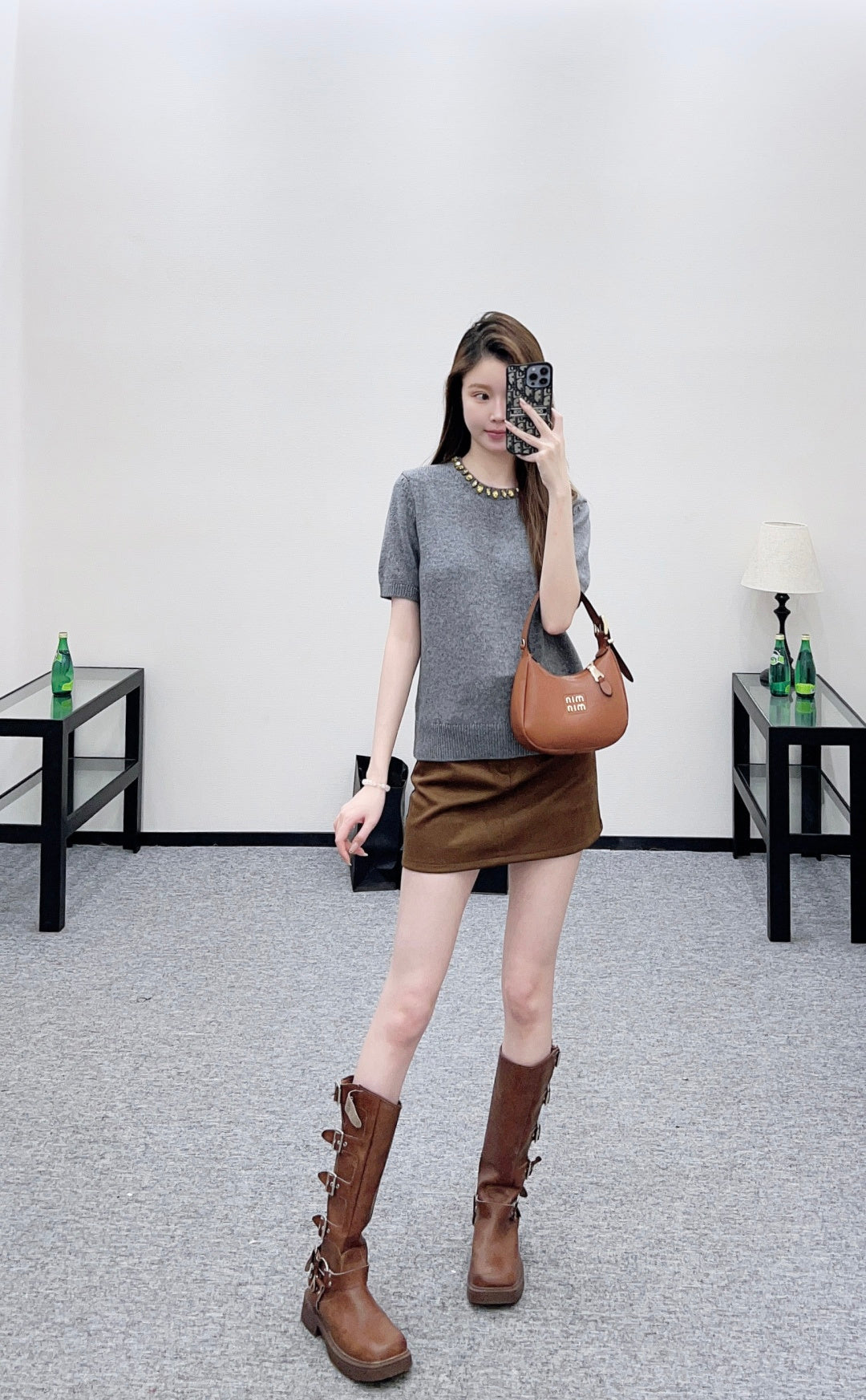Rhinestone Knit Short-Sleeve Top