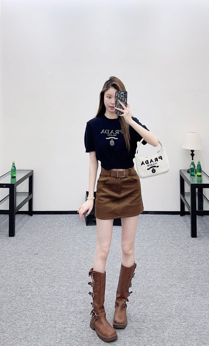 Puff Sleeve Knit T-Shirt