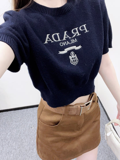 Puff Sleeve Knit T-Shirt