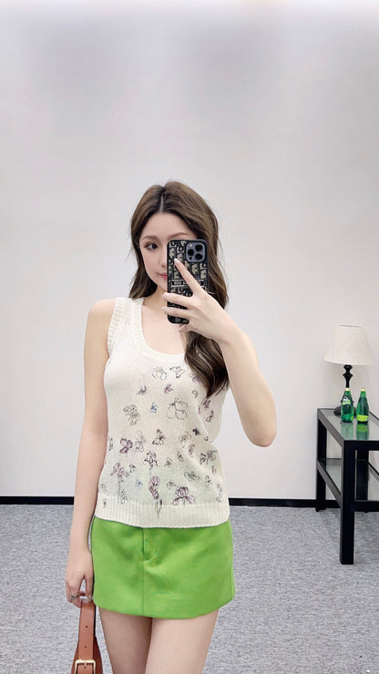 Butterfly Embroidered Knitted Vest