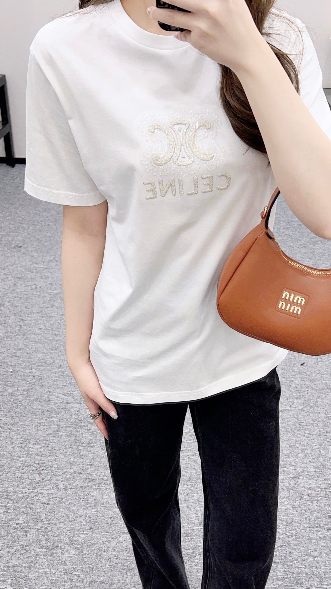 Embroidered Beaded Logo T-shirt