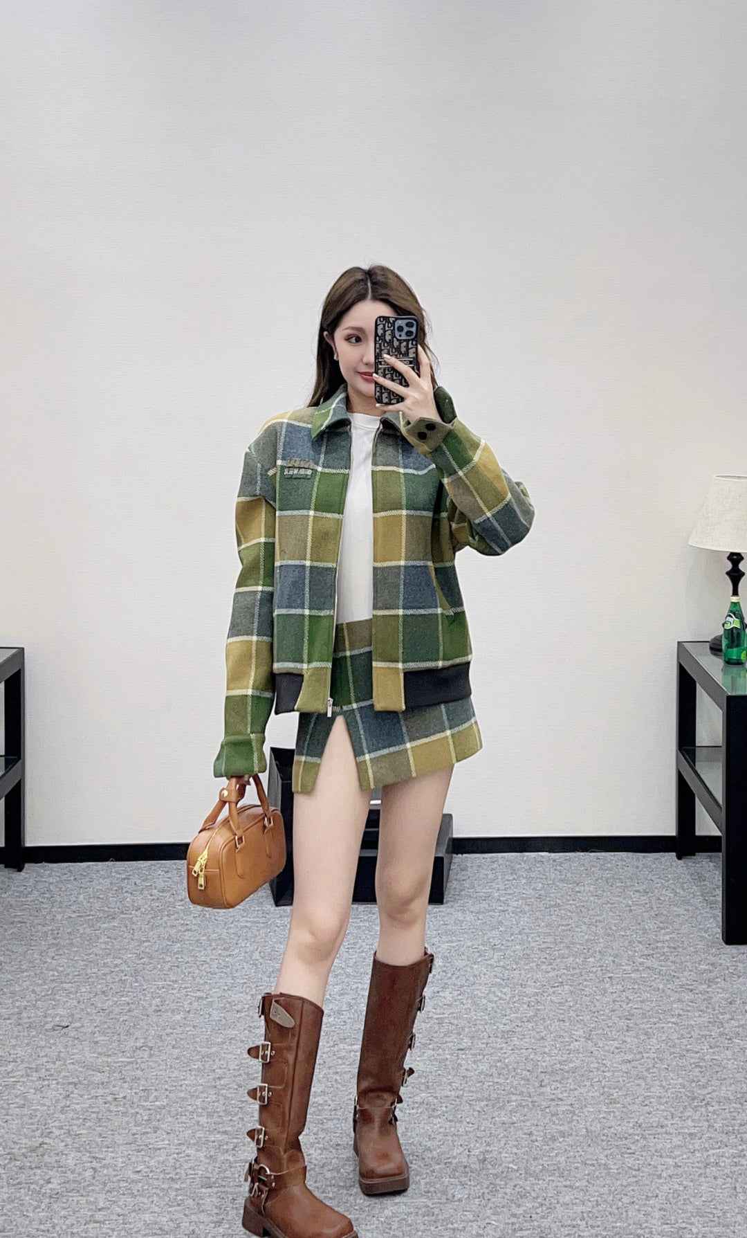 Plaid Wool Mini Skirt