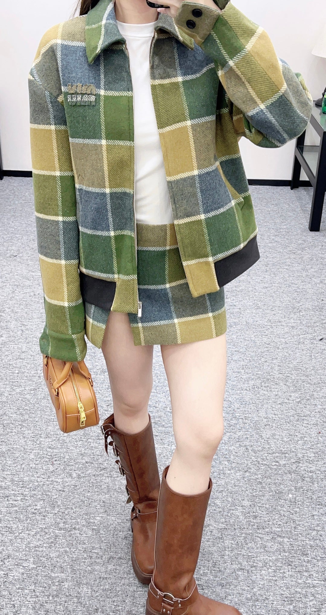 Plaid Wool Coat