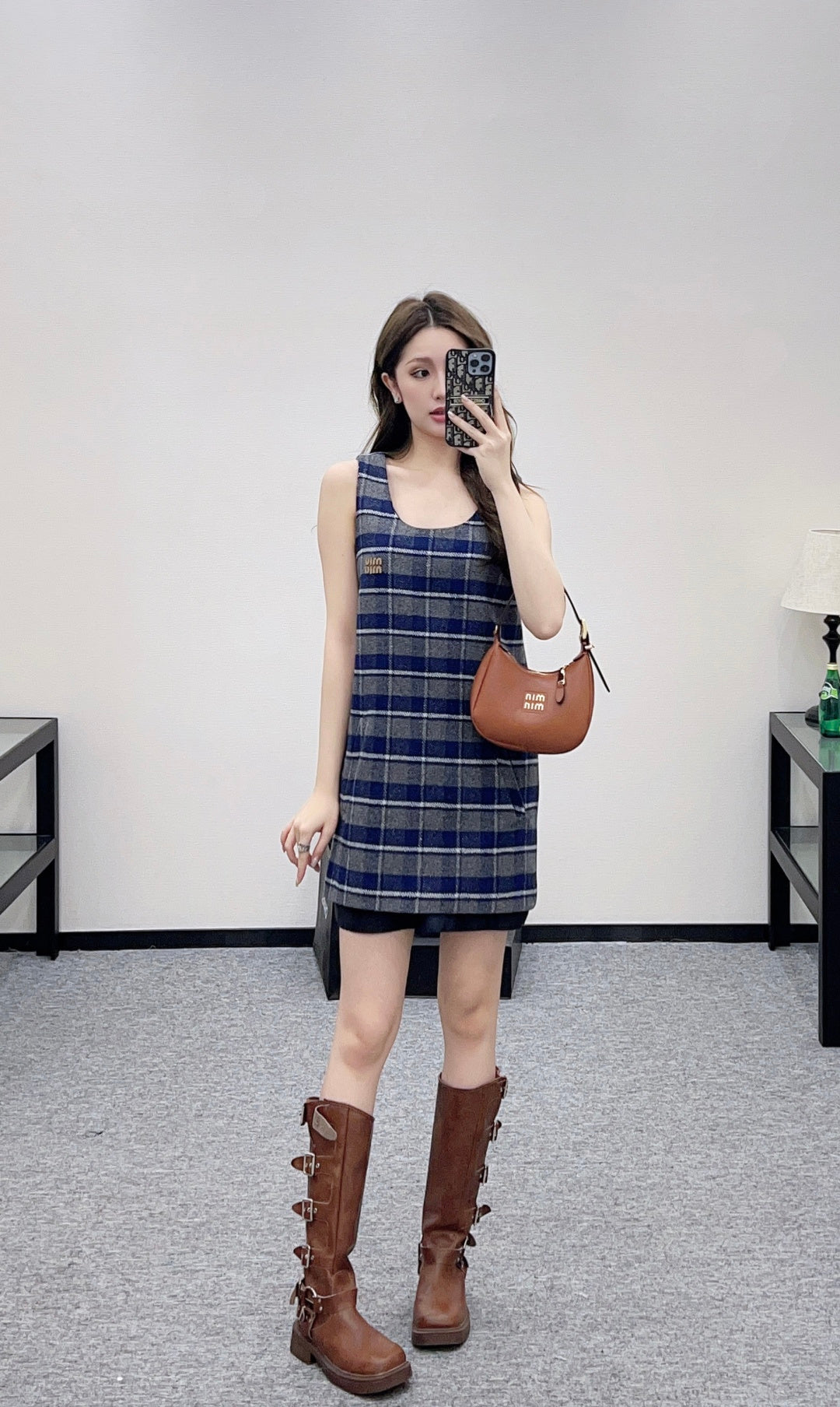 Plaid Wool Vest Dress