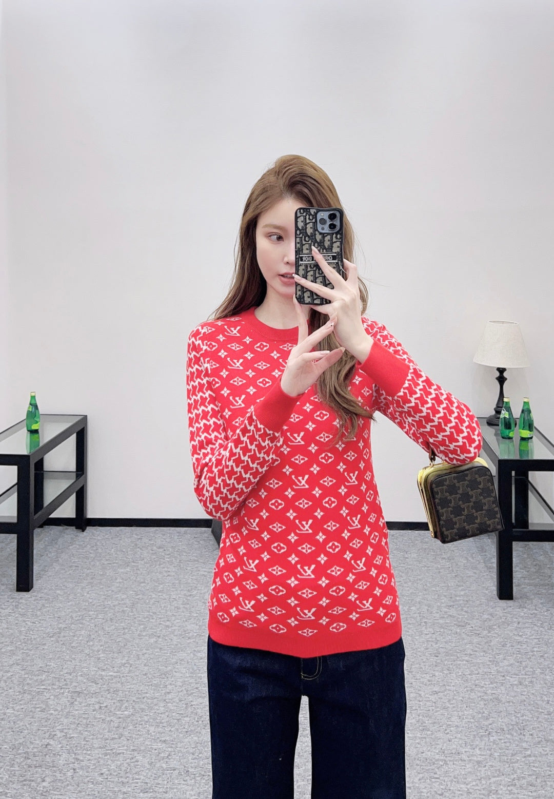 Jacquard Crew Neck Sweater