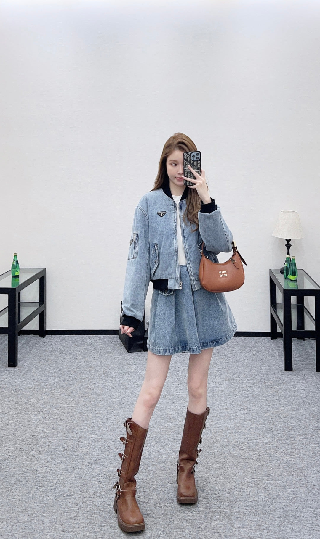 Denim Patchwork Baseball Jacket