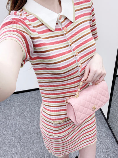 Striped Collared Knit Dress