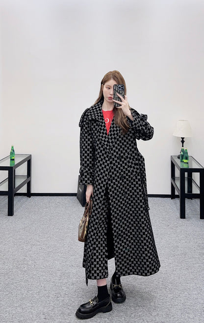 Long Jacquard Collar Suit Coat