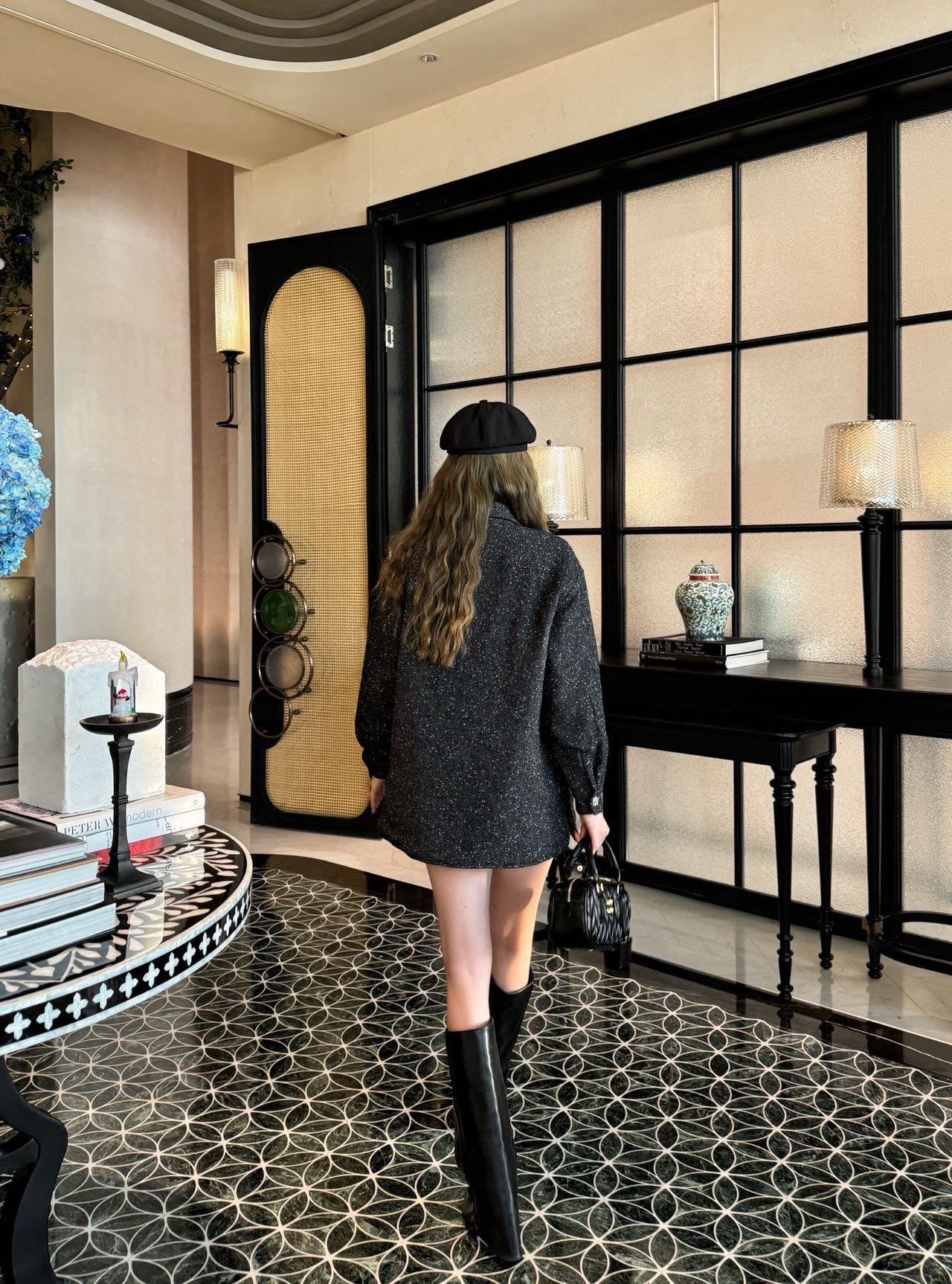 Black tweed coat