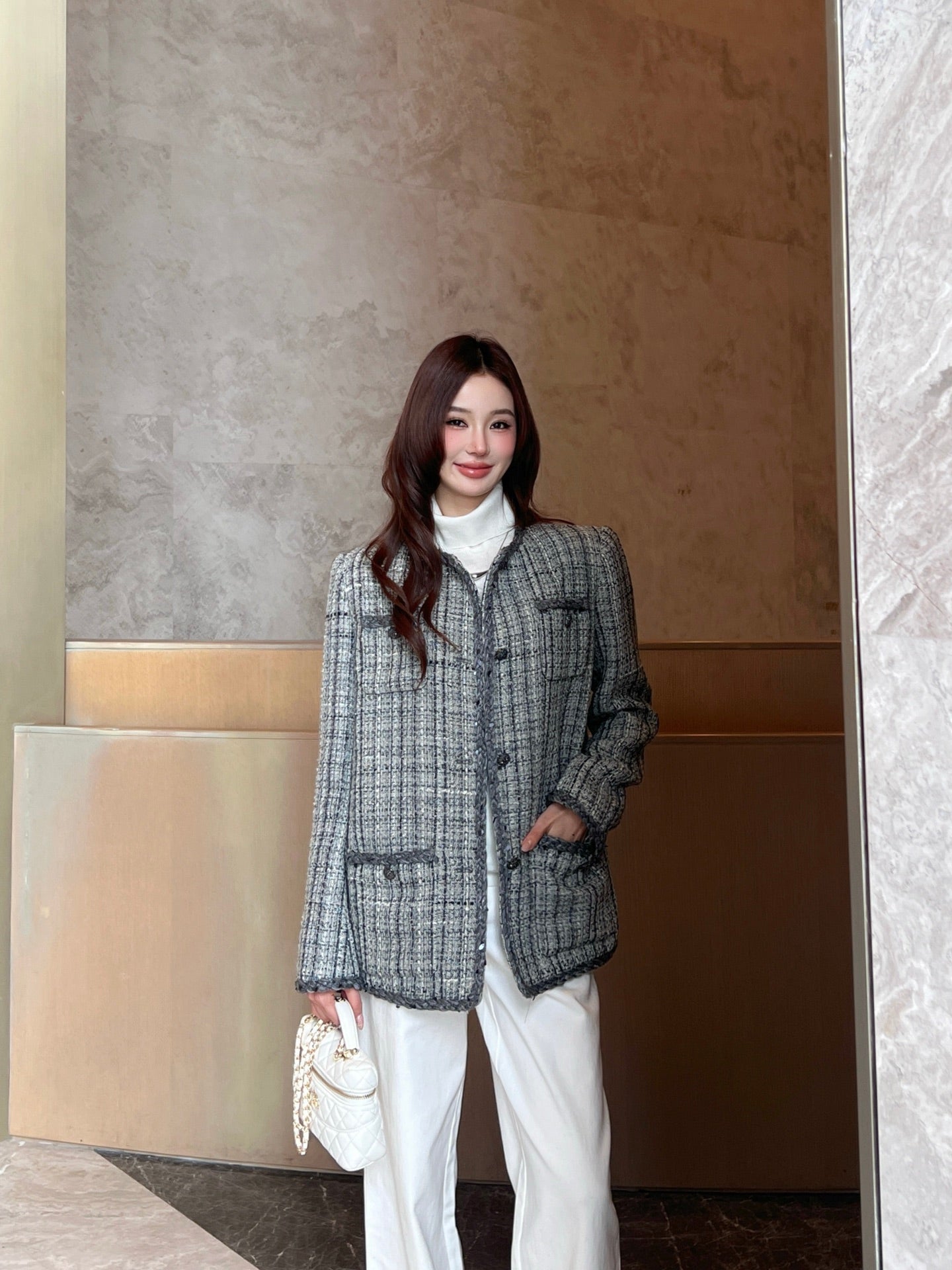 Woven Tweed Coat