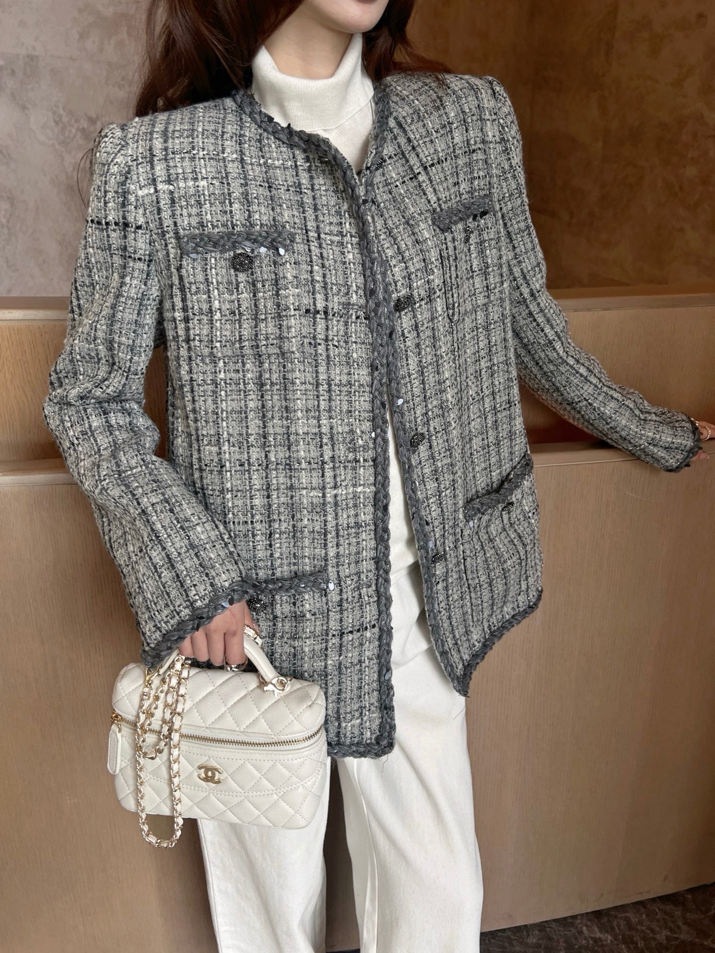Woven Tweed Coat
